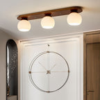 Japanese Vintage Striped Glass Wood Long Plate 2/3 Light Flush Mount Ceiling Light Lumendat
