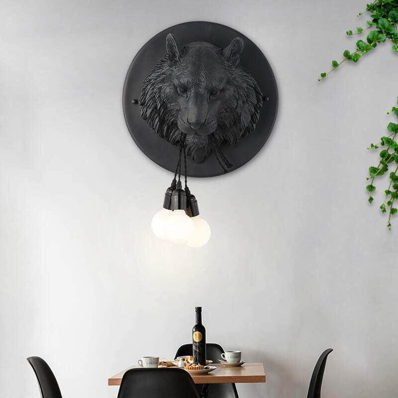 Italian Creative Tiger Totem Resin PVC Shade 1-Light Wall Sconce Lamp Lumendat