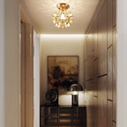 Modern Art Deco Petal Bubble Glass Shade Brass Frame 1-Light Semi-Flush Mount Ceiling Light For Living Room Lumendat