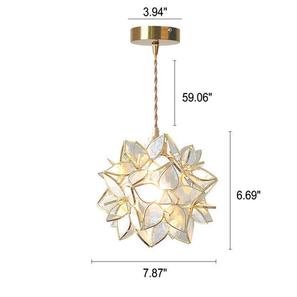 French Luxury Glass Gardenia Petal Ball 1-light Pendant Light