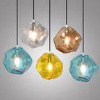 Modern Simplicity Irregular Shape Glass 1-light Pendant Light for Living Room BulbSquare