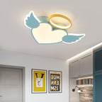 Lumendat Contemporary Creative Kids Love Wings Iron Aluminum Acrylic Silicone LED Flush Mount Ceiling Light For Bedroom Lumendat
