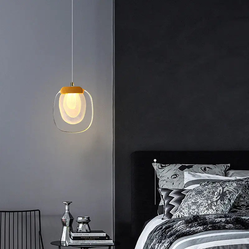 Contemporary Scandinavian Aluminum Crystal Round LED Chandelier for Living Room BulbSquare