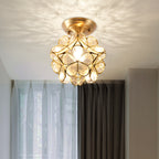 Modern Art Deco Petal Bubble Glass Shade Brass Frame 1-Light Semi-Flush Mount Ceiling Light For Living Room Lumendat