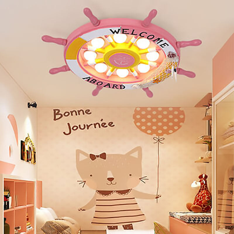Lumendat Creative Cartoon Plastic Sailboat Helmsman LED Flush Mount Ceiling Light Lumendat