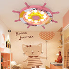 Lumendat Creative Cartoon Plastic Sailboat Helmsman LED Flush Mount Ceiling Light Lumendat