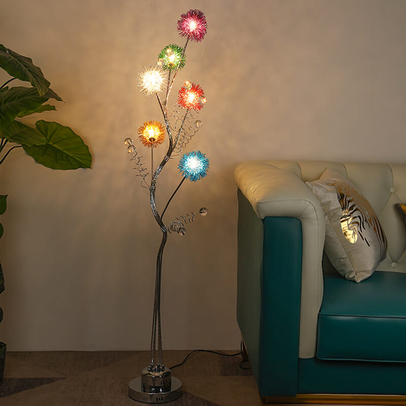Creative Aluminum Weaving Balls Tree Branch Rustic Decor 6-Light Standing Floor Lamp Lumendat