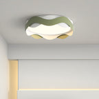 Contemporary Creative Cream Waves Round Acrylic Iron LED Flush Mount Ceiling Light for Living Room