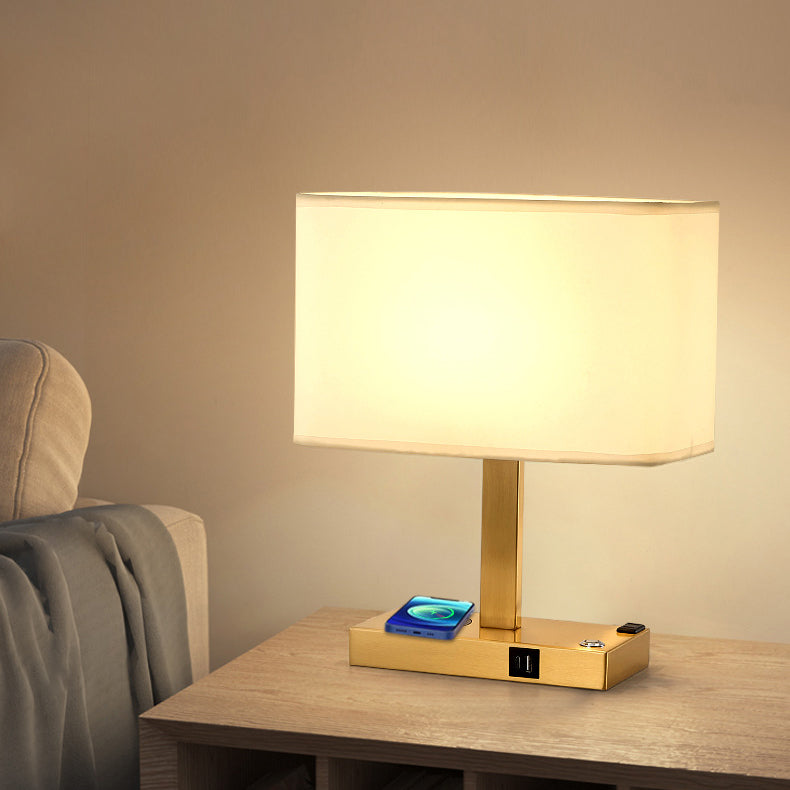 Modern Minimalist Rectangular Cloth Iron 1-Light Table Lamp For Living Room Lumendat
