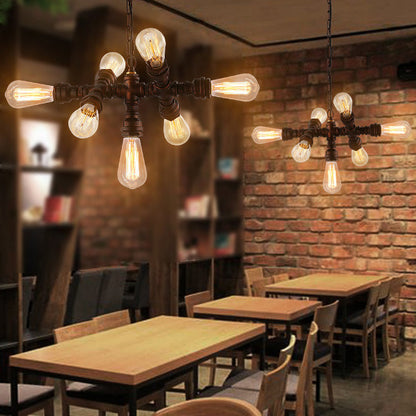 Industrial Iron Water Pipe Design 7-light Chandelier