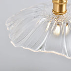 Nordic Vintage Clear Glass Flower Shape Brass 1-light Pendant Light Lumendat