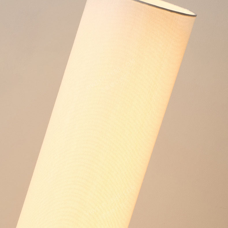 Traditional Chinese Fabric Cylinder Shade Wood Tripod 1-Light Standing Floor Lamp For Study Lumendat