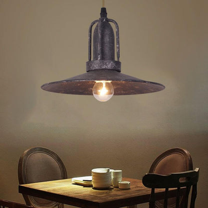 Contemporary Industrial Pot Lid Iron Antique 1-Light Pendant Light For Living Room
