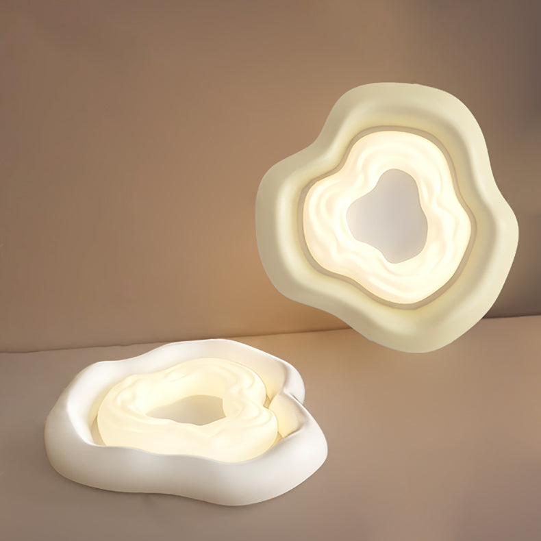 Modern Minimalist Cream Cloud Pe Iron LED Flush Mount Ceiling Light for Living Room