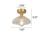 Vintage Brass Glass Dome 1-light Semi-flush Mount Ceiling Light BulbSquare