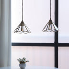 Traditional Japanese Cone Geometric Glass Copper 1-Light Pendant Light Lumendat