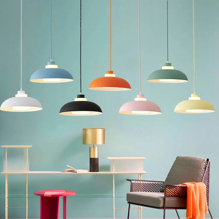Modern Solid Color Macaron Acrylic Aluminum 1-light Pendant Light BulbSquare