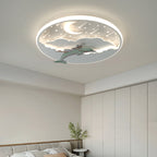 Modern Art Deco Dolphin Round Acrylic Iron LED Flush Mount Ceiling Light for Living Room