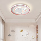 Lumendat Contemporary Creative Cartoon Rabbit Iron Acrylic LED Kids Flush Mount Ceiling Light For Bedroom Lumendat