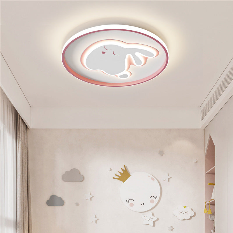 Lumendat Contemporary Creative Cartoon Rabbit Iron Acrylic LED Kids Flush Mount Ceiling Light For Bedroom Lumendat