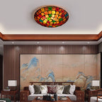 European Tiffany Hardware Shell 1-Light Flush Mount Lighting