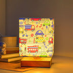 Lumendat Contemporary Creative Kids Rectangular Solid Wood Fabric LED Table Lamp For Bedroom Lumendat