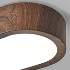Modern Minimalist Oval Strip Wood Grain Metal LED Flush Mount Ceiling Light for Hallway BulbSquare