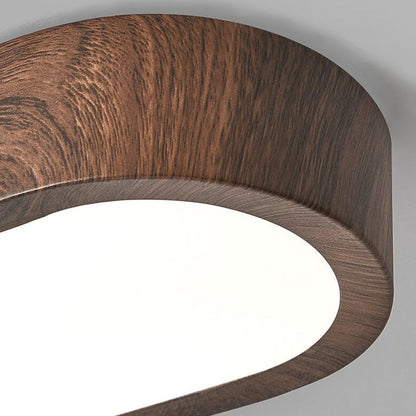 Modern Minimalist Oval Strip Wood Grain Metal LED Flush Mount Ceiling Light for Hallway