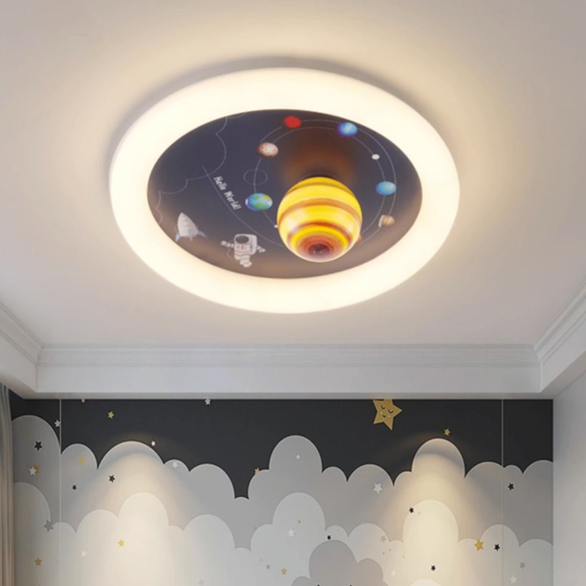 Lumendat Contemporary Nordic Hardware Round Planet Cartoon LED Flush Mount Ceiling Light For Bedroom Lumendat