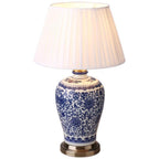 Traditional Chinese Ceramic Fabric Electroplated Antique Brass Finish Vase Cone 1-Light Table Lamp For Home Office Lumendat