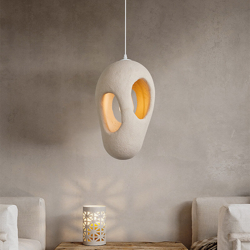 Japanese Wabi-sabi Resin Geometric Circle 1-light Pendant Light BulbSquare