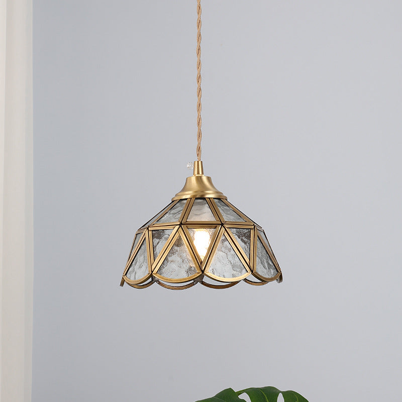 Japanese Vintage Water Pattern Glass Cone 1-light Pendant Light