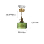Contemporary Nordic Brass Iron Glass Clear Round Drum Copper 1-Light Pendant Light For Living Room & Bedroom Lumendat