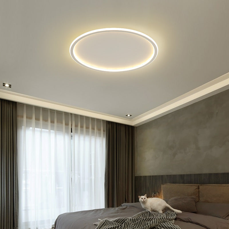 Modern Minimalist Aluminum Geometric Circle Silicone Shade LED Flush Mount Ceiling Light for Living Room