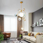 Lumendat Nordic Creative Glass Planet Plating Ring 7-Light Kids Chandelier Lumendat