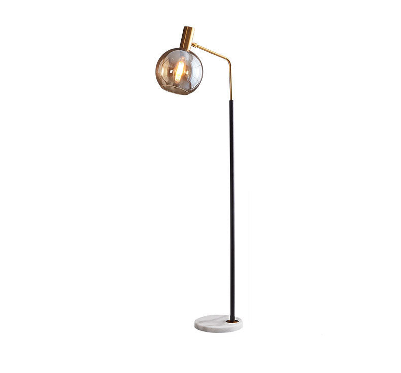 Contemporary Nordic Glass Dome Shade Marble Base 1-Light Standing Floor Lamp For Living Room Lumendat