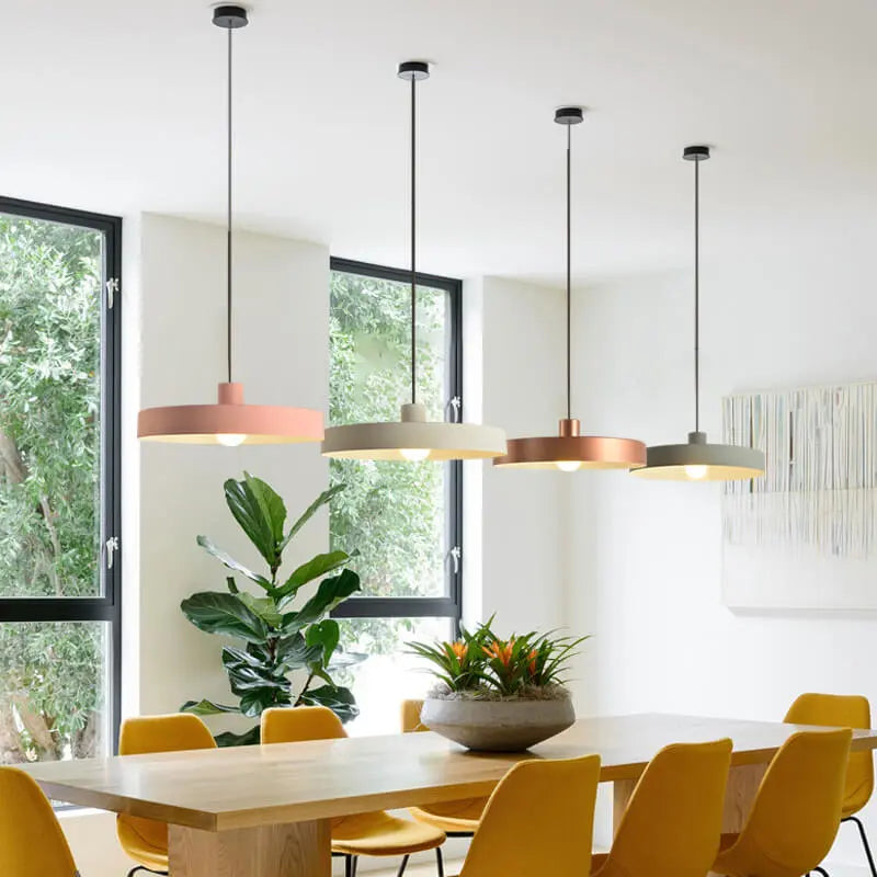 Modern Minimalist Aluminum Disc 1-light Pendant Light for Living Room BulbSquare