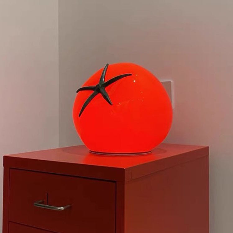 Modern Art Deco Resin Tomato Decorative USB LED Table Lamp For Living Room Lumendat