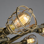 Industrial Vintage Water Pipe Round Iron 4/6/8 Light Flush Mount Ceiling Light BulbSquare