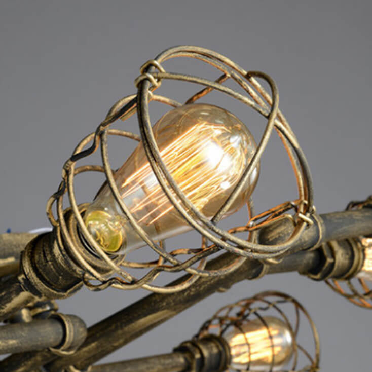 Industrial Vintage Water Pipe Round Iron 4/6/8 Light Flush Mount Ceiling Light BulbSquare