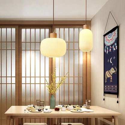 Japanese Minimalist Log Wood Strip Glass Jar 1/2/3 Light Island Light Chandelier