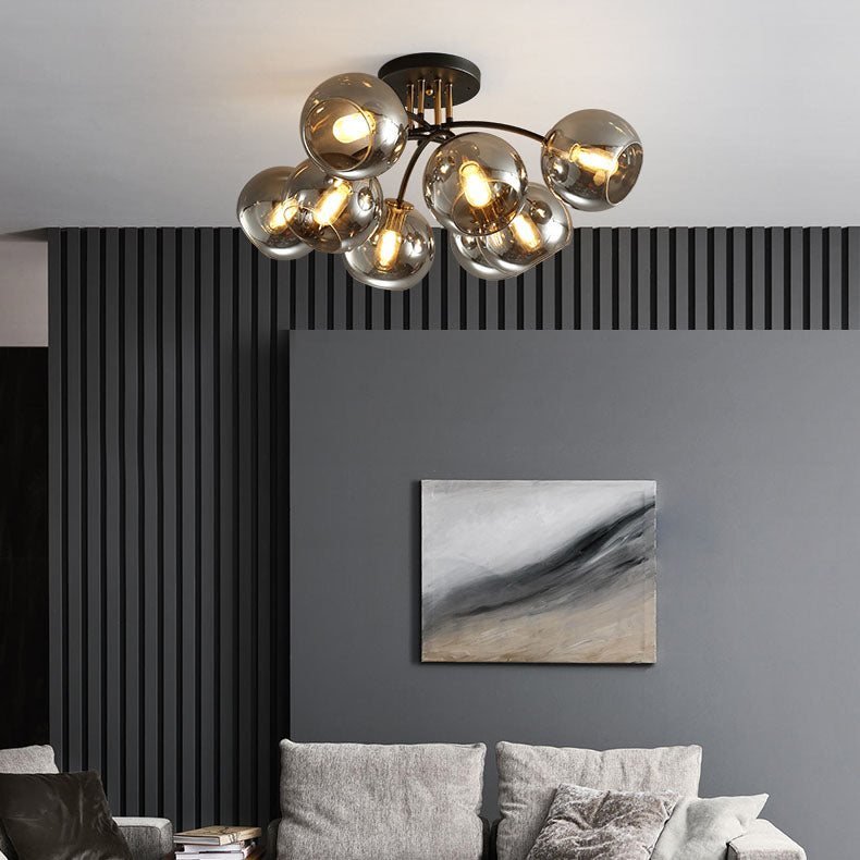 Modern Light Luxury Glass Magic Bean Round 4/6/8 Light Semi-Flush Mount Ceiling Light Lumendat