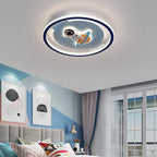 Lumendat Contemporary Creative Childlike Spaceman Rabbit Design LED Kids Flush Mount Ceiling Light For Bedroom Lumendat