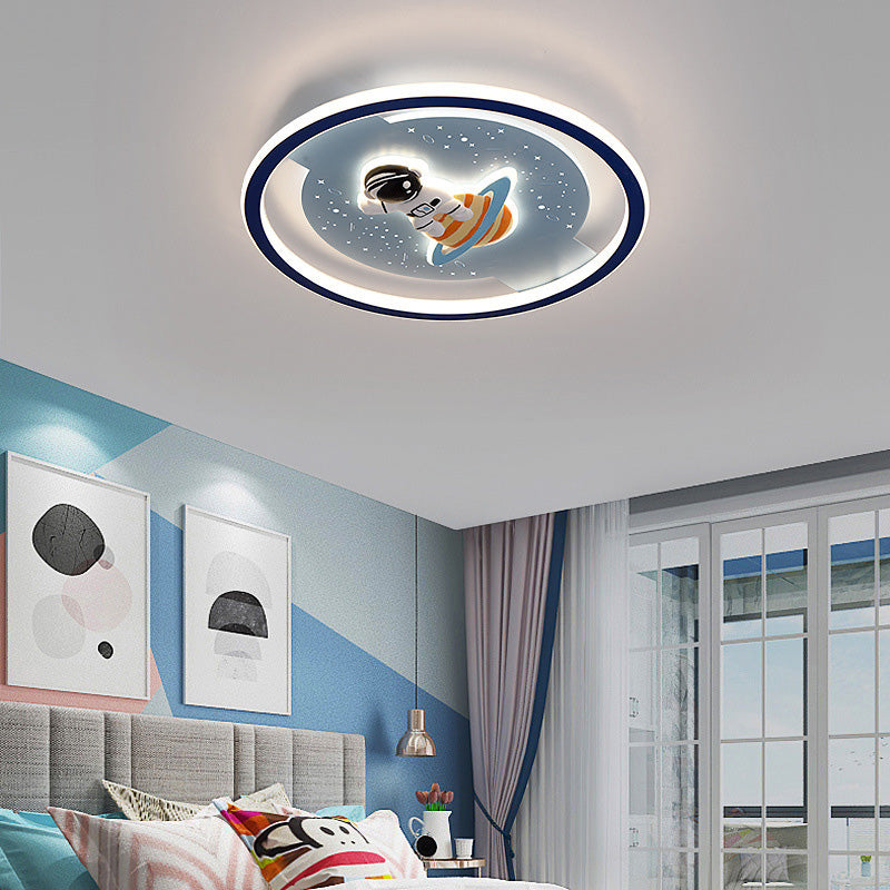 Lumendat Contemporary Creative Childlike Spaceman Rabbit Design LED Kids Flush Mount Ceiling Light For Bedroom Lumendat
