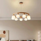 Modern Japanese Log Ring Textured Glass Globe 3/6/9 Light Chandelier Lumendat