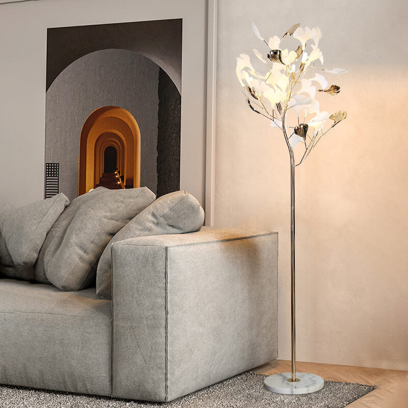 Nordic Romantic Ginkgo Leaf Decorative Acrylic Iron 5-Light Standing Floor Lamp Lumendat