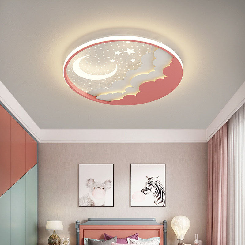 Lumendat Contemporary Creative Cartoon Stars Moon Acrylic LED Kids Flush Mount Ceiling Light For Living Room Lumendat