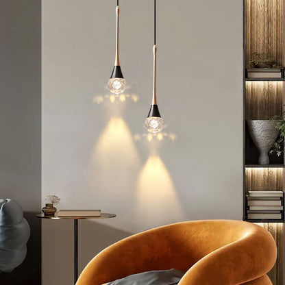 Light Luxury Minimalist Crystal Metal Pillar LED Pendant Light