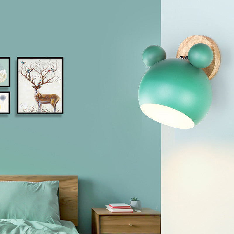 Lumendat Nordic Cartoon Bear Dome 1-Light Kids Wall Sconce Lamp Lumendat