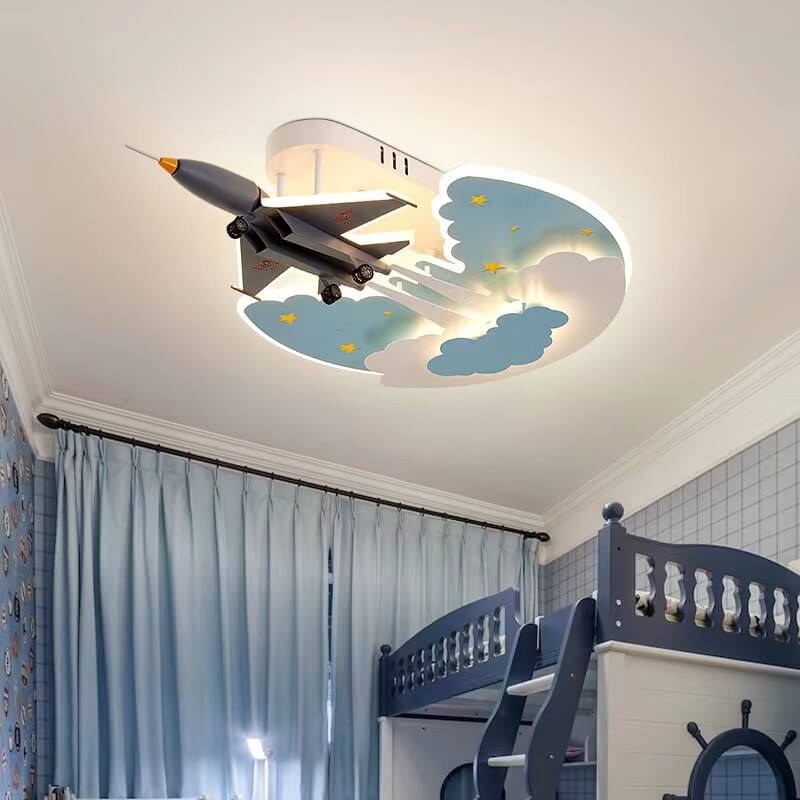 Lumendat Creative Kids Cartoon Aircraft Dimmable Acrylic LED Flush Mount Ceiling Light Lumendat